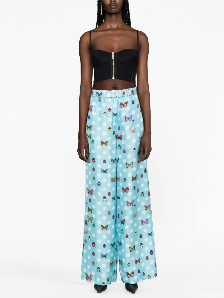 Affordable Butterflies wide-leg silk trousers Versace Women 0404